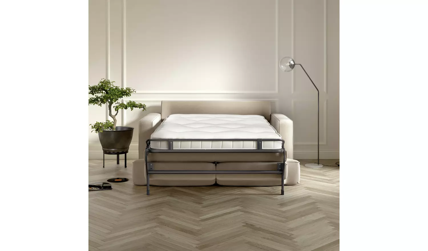 Jay-Be Linea Fabric 2 Seater Sofa Bed - Stone