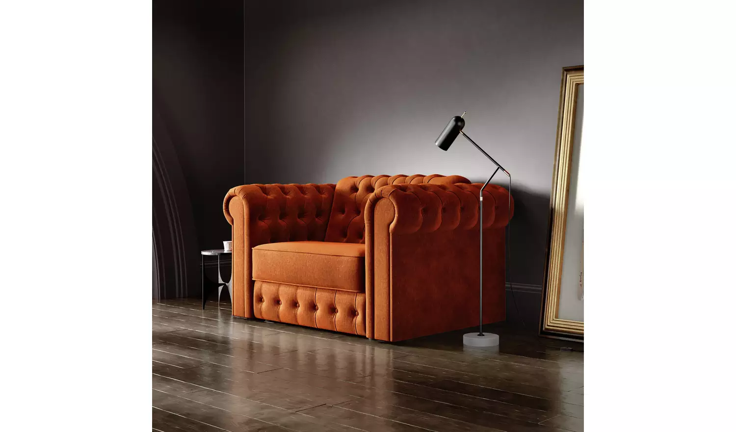 Jay-Be Chesterfield Fabric Chair Cuddle Sofa Bed - Pewter