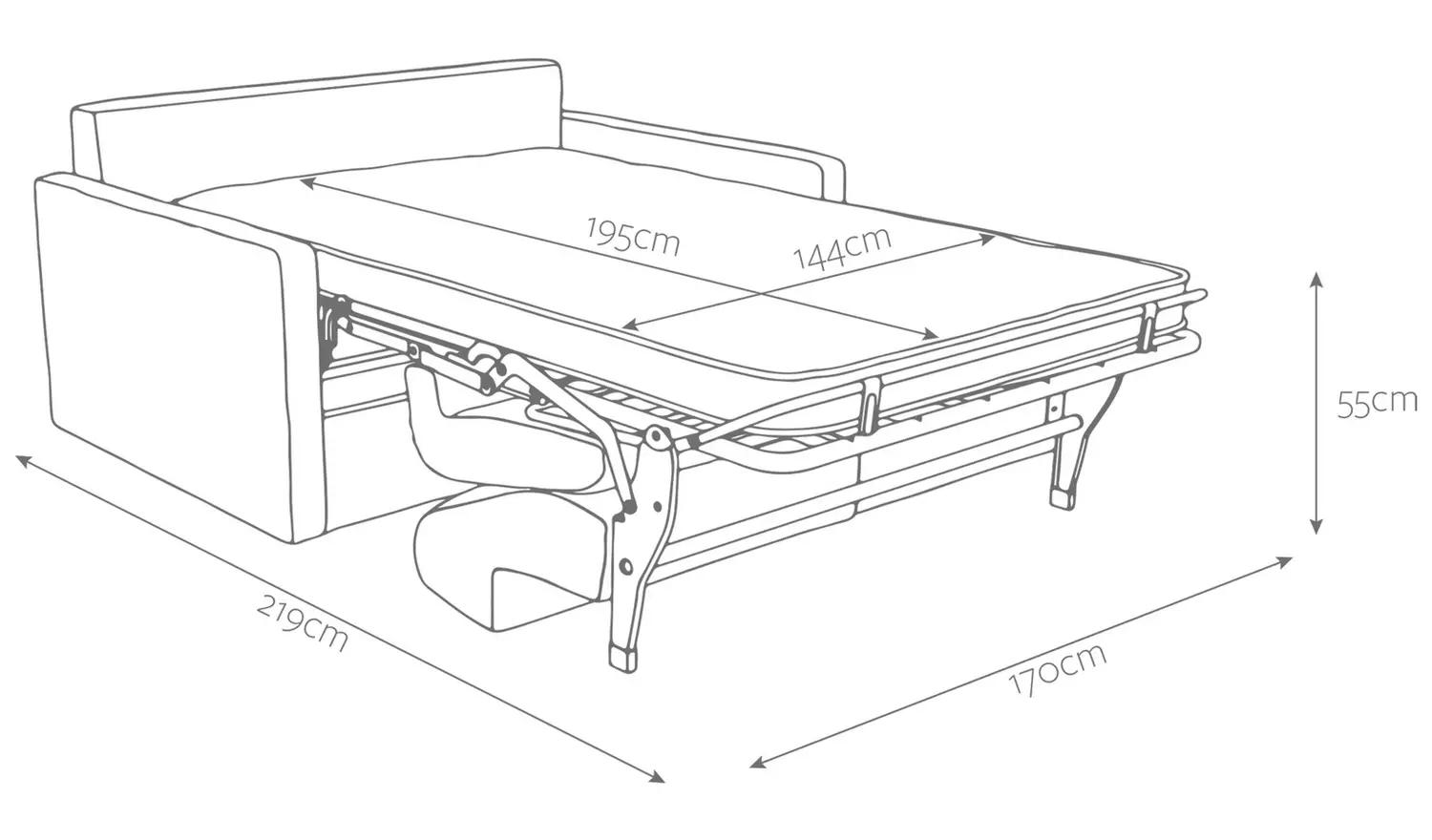 Jay-Be Slim Fabric 3 Seater Sofa Bed - Stone