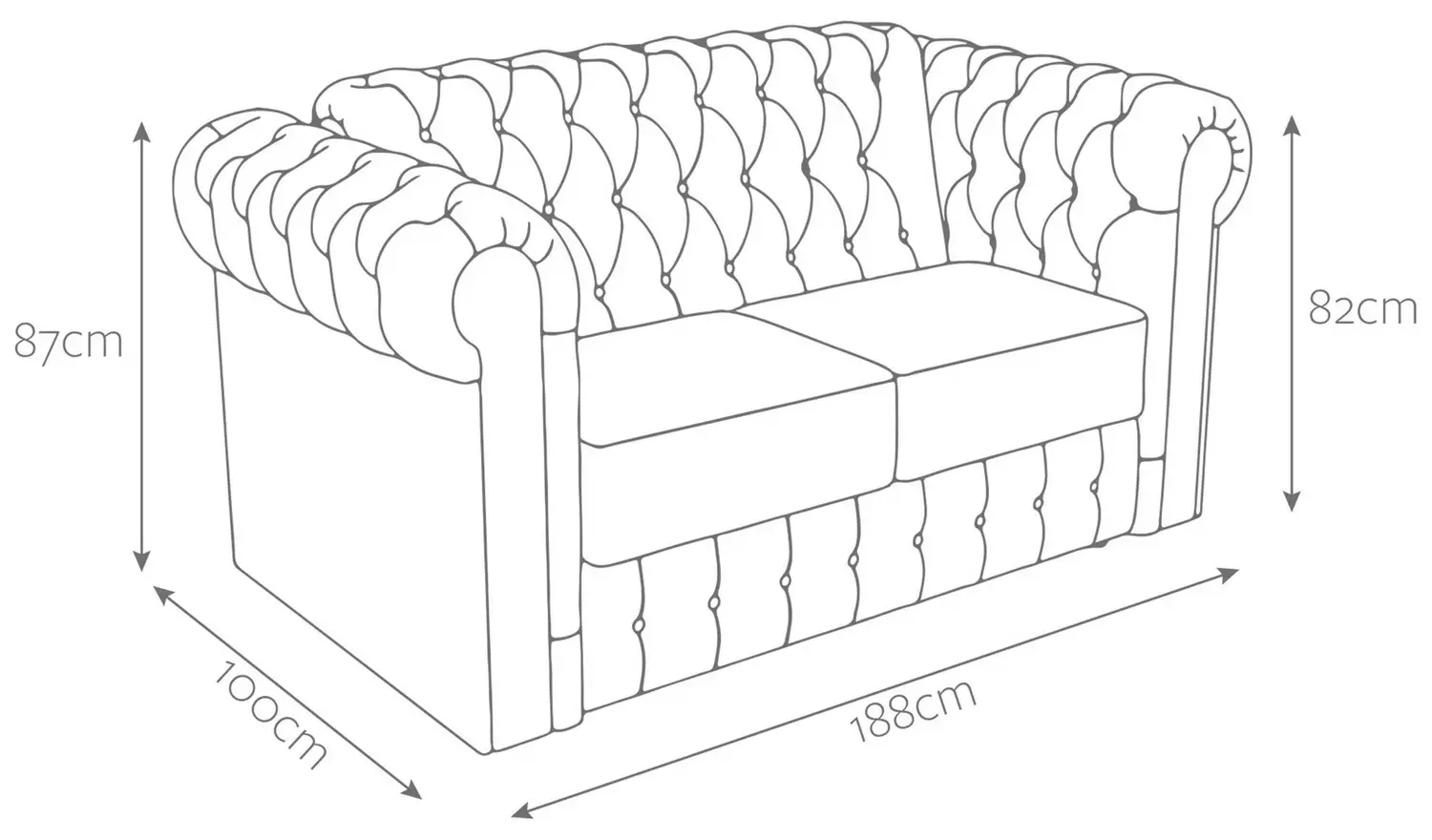 Jay-Be Chesterfield Velvet 2 Seater Sofa Bed - Ink Blue