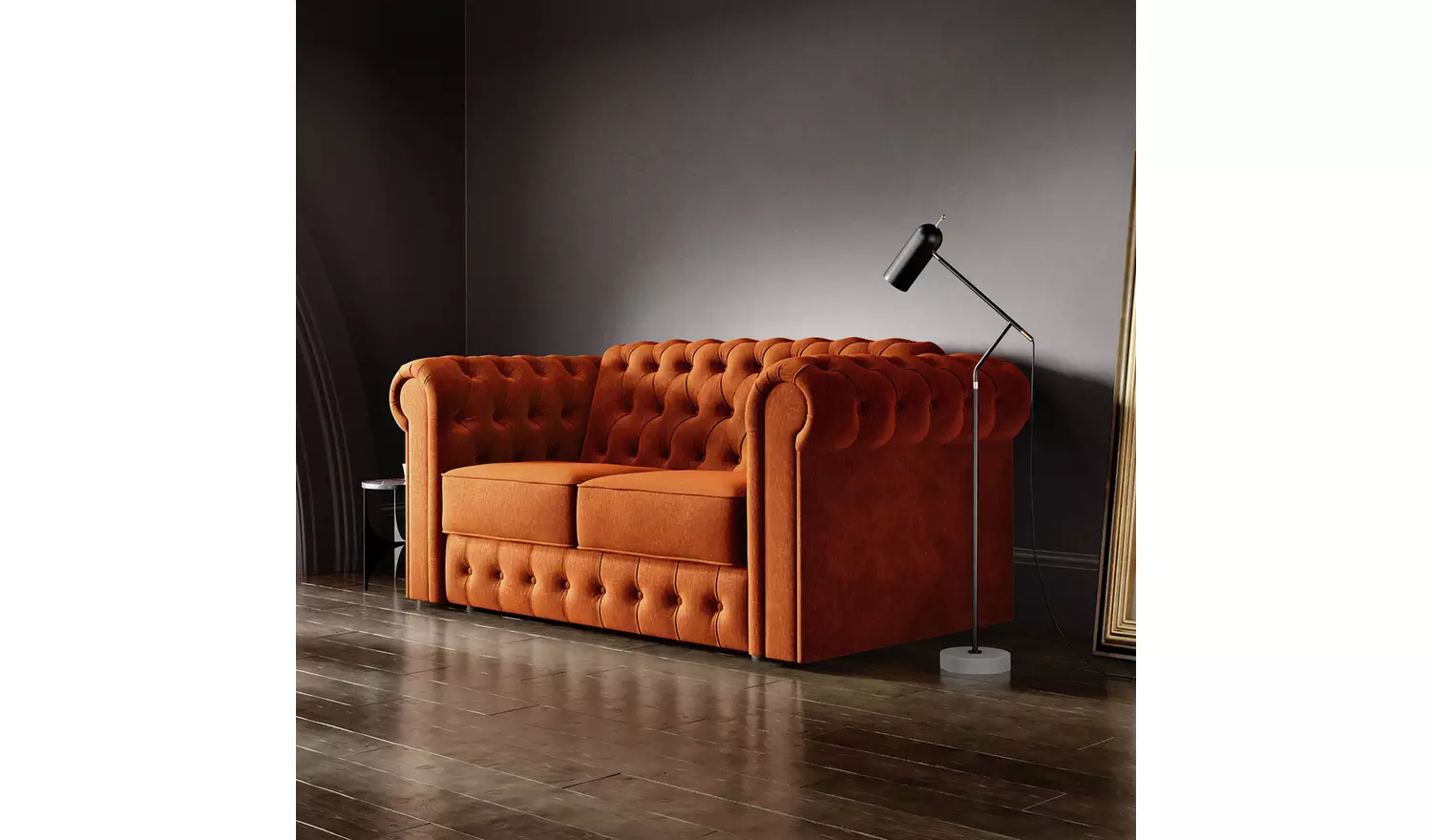 Jay-Be Chesterfield Fabric 2 Seater Sofa Bed - Stone