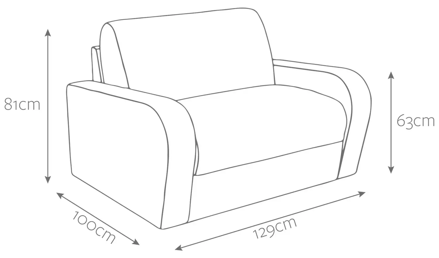 Jay-Be Deco Fabric Love Chair Sofa Bed - Light Grey