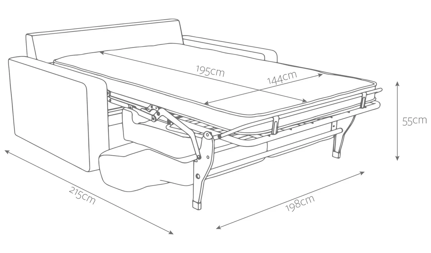 Jay-Be Linea Fabric 3 Seater Sofa Bed - Stone