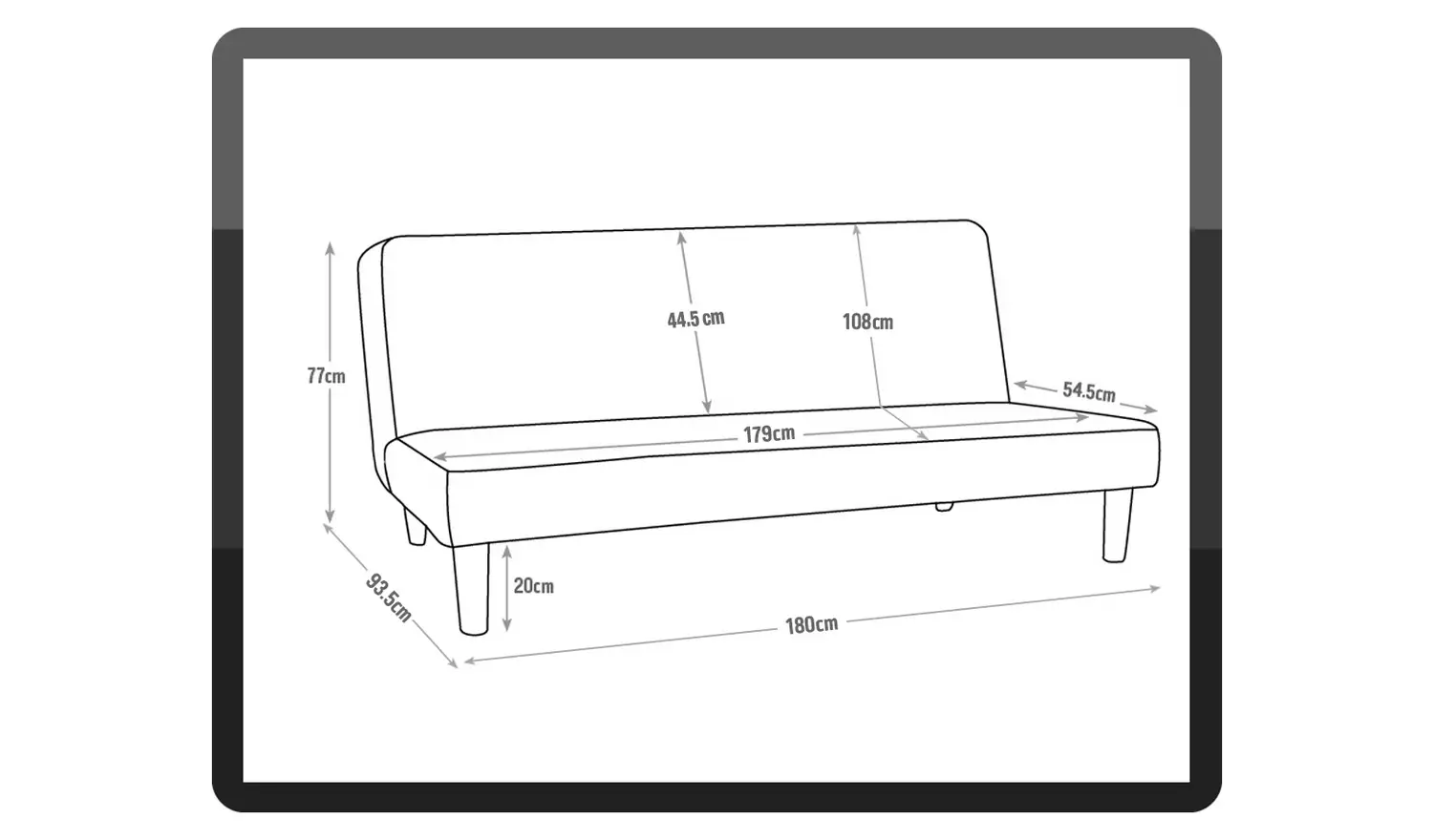 Argos Home Patsy Fabric 2 Seater ClicClac SofaBed - Charcoal
