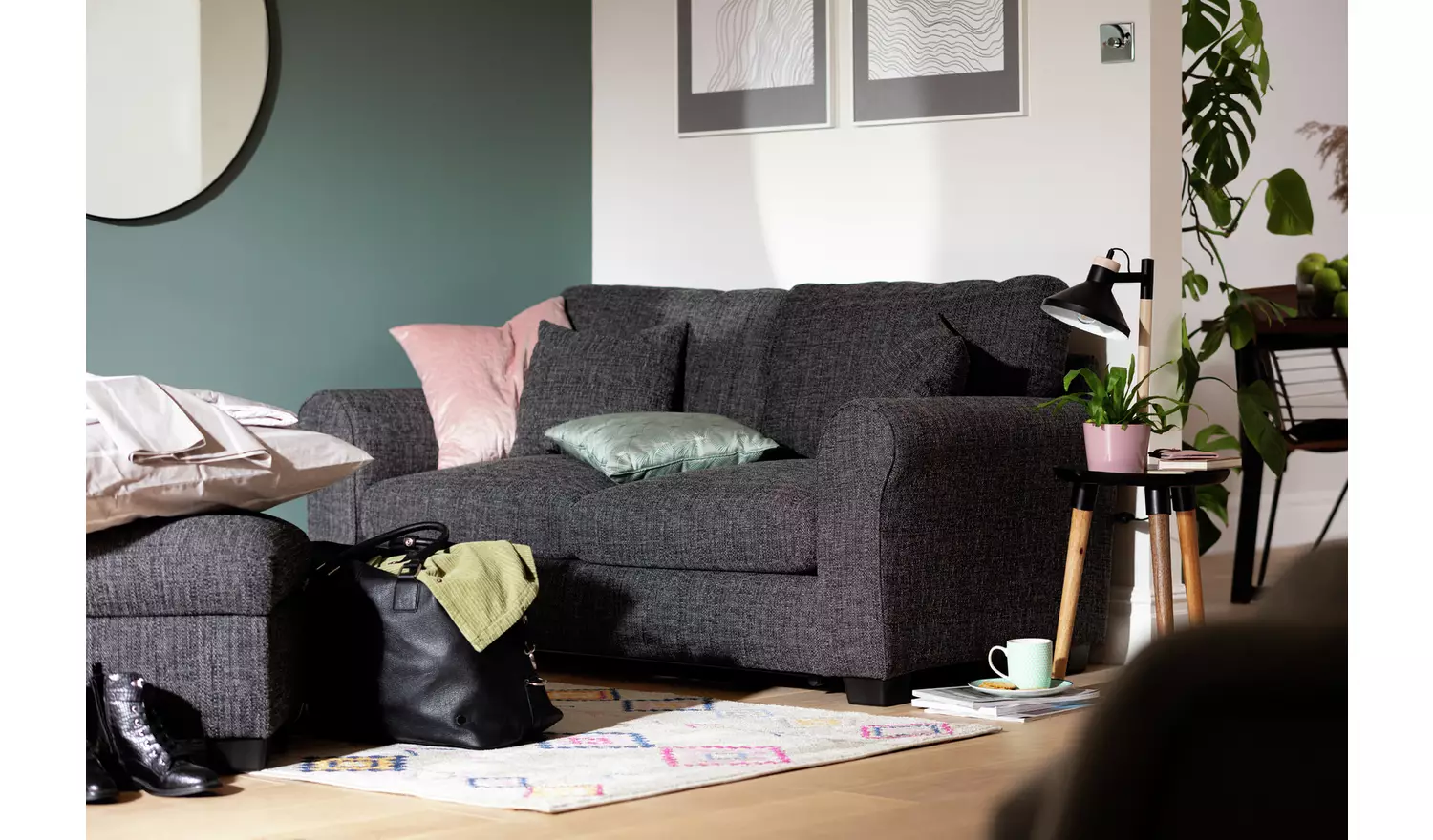 Argos Home Lisbon Fabric 2 Seater Sofa Bed - Beige