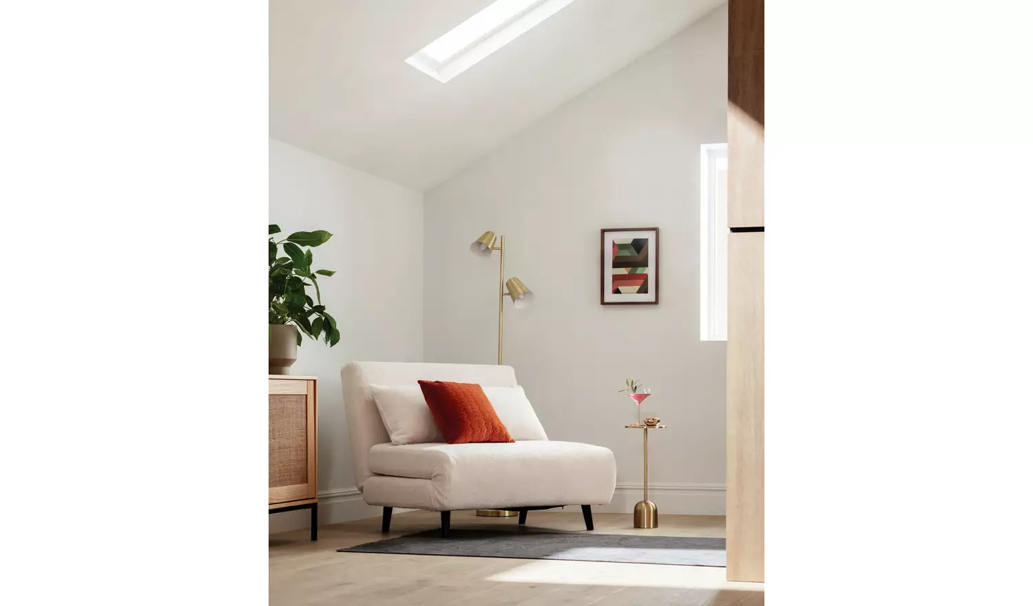 Habitat Roma Small Double Boucle Chairbed - Cream