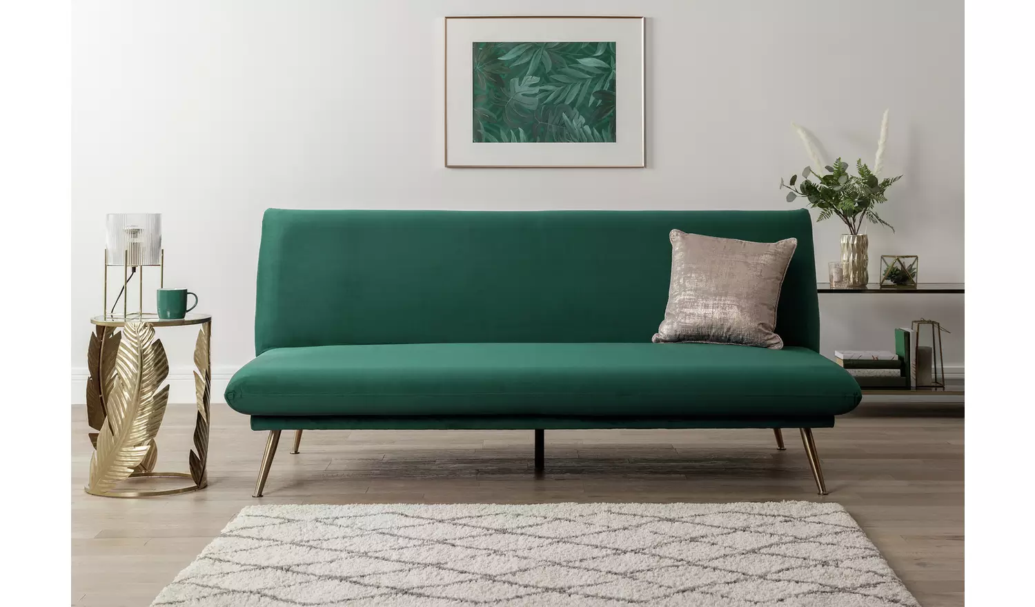 Habitat Matteo Velvet 2 Seater Sofa Bed - Green
