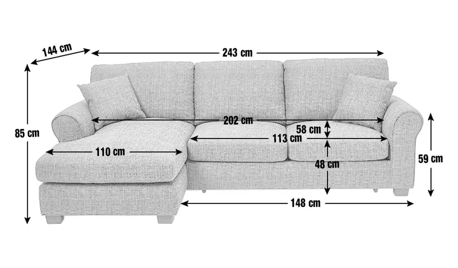 Argos Home Lisbon Left Hand Corner Chaise Sofa Bed -Charcoal