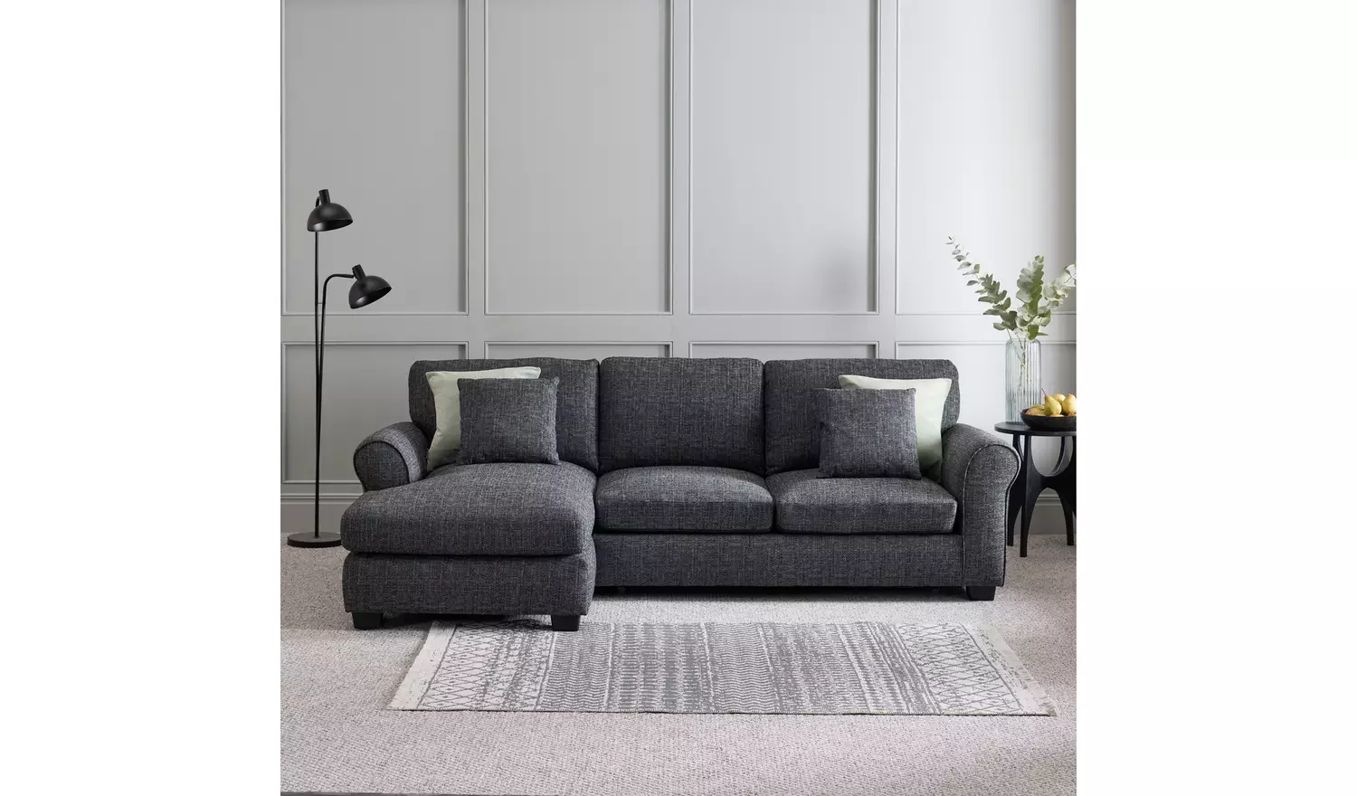 Argos Home Lisbon Left Hand Corner Chaise Sofa Bed -Charcoal