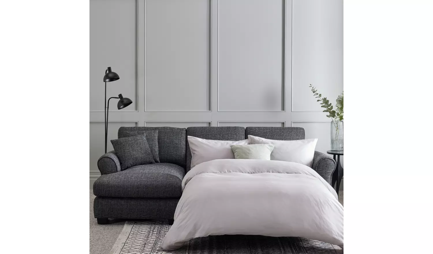 Argos Home Lisbon Left Hand Corner Chaise Sofa Bed -Charcoal