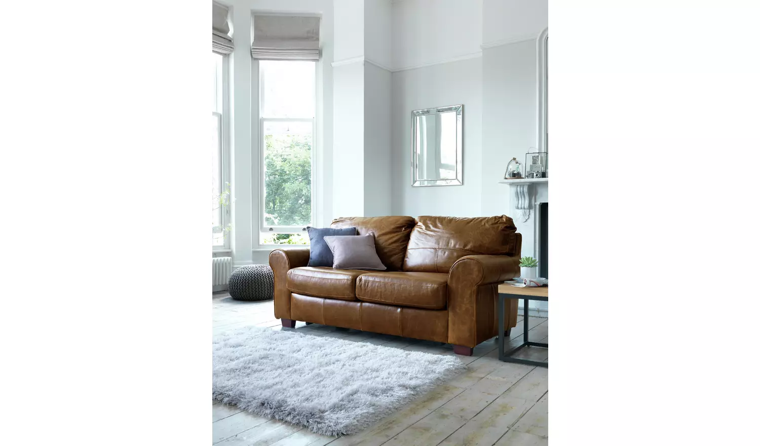 Argos Home Salisbury Leather 2 Seater Sofa Bed - Tan