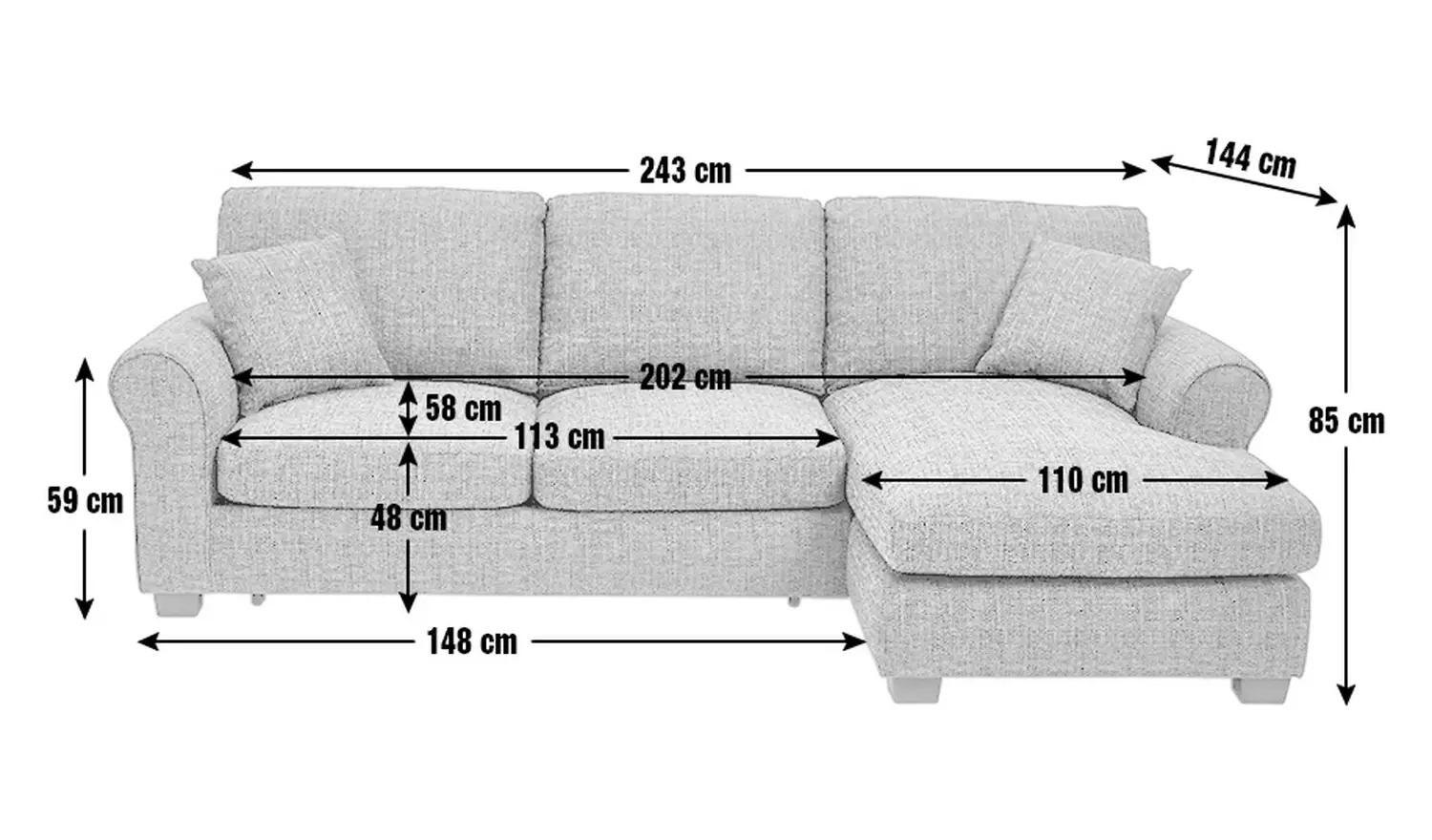 Argos Home Lisbon Right Hand Corner Chaise Sofa Bed-Charcoal