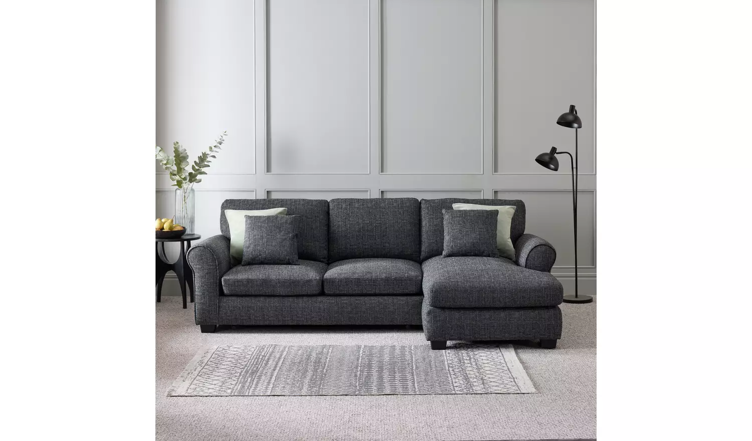Argos Home Lisbon Right Hand Corner Chaise Sofa Bed-Charcoal
