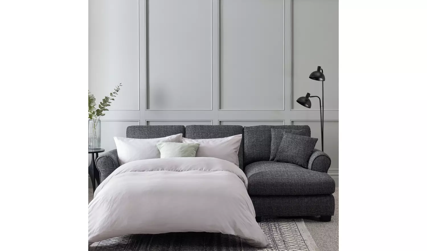 Argos Home Lisbon Right Hand Corner Chaise Sofa Bed-Charcoal