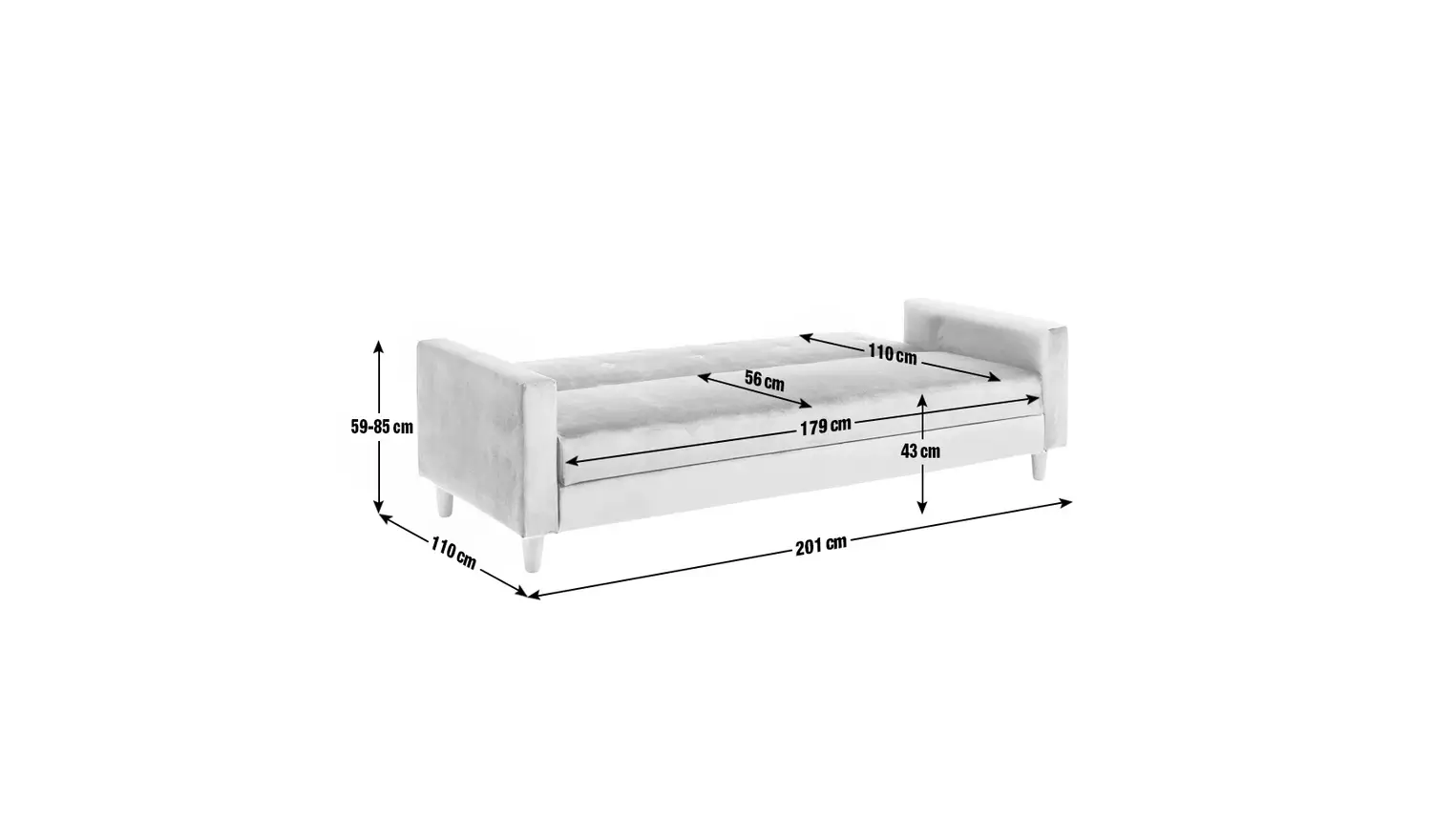 Habitat Brooks Fabric 3 Seater Clic Clac Sofa Bed - Grey