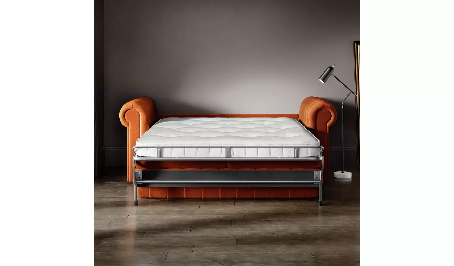 Jay-Be Chesterfield Fabric 3 Seater Sofa Bed - Orange