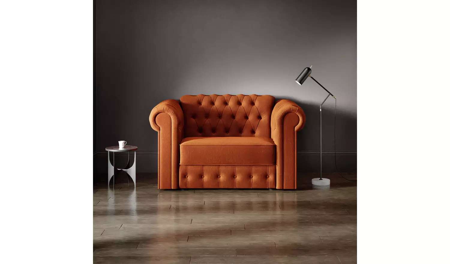 Jay-Be Chesterfield Velvet Cuddle Chair Sofa Bed - Burgundy