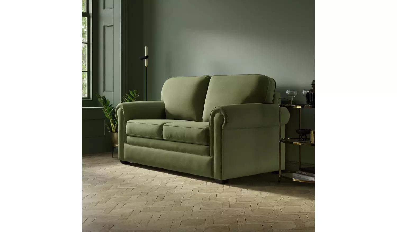 Jay-Be Heritage Velvet 2 Seater Sofa Bed - Beige