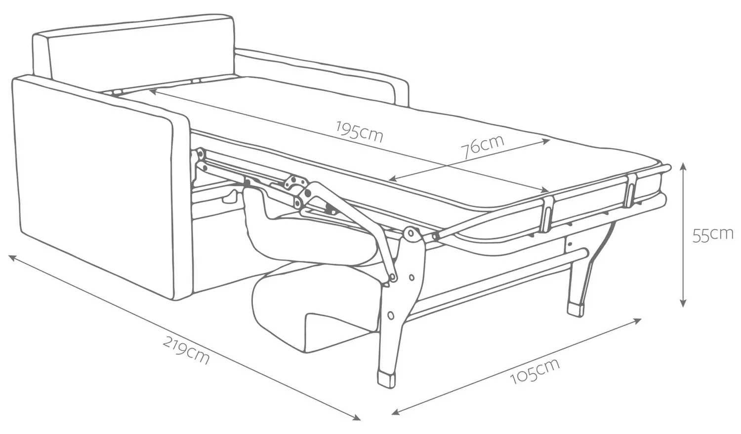 Jay-Be Slim Fabric Cuddle Chair Sofa Bed - Cream