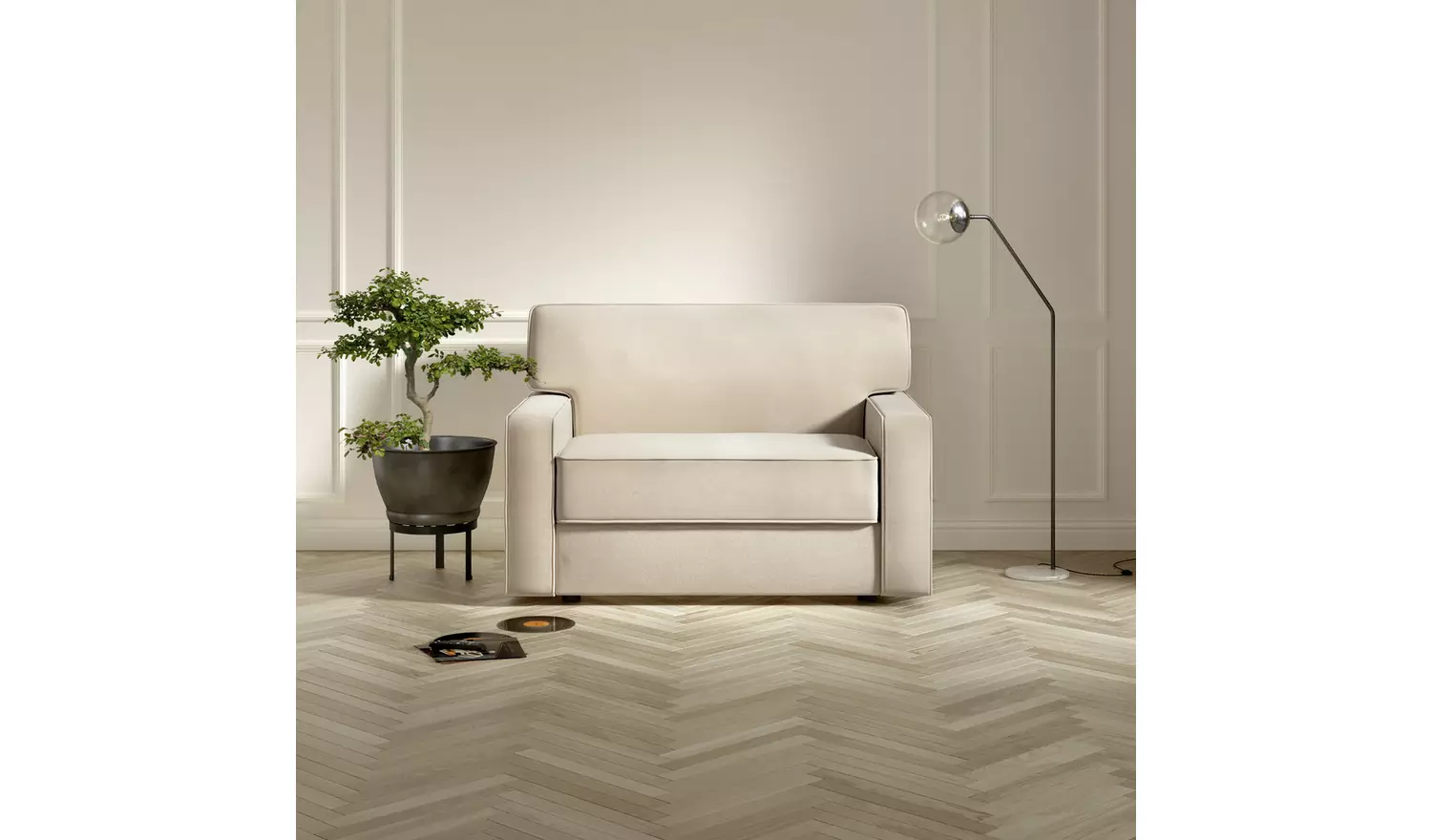 Jay-Be Linea Velvet Cuddle Chair Sofa Bed - Beige