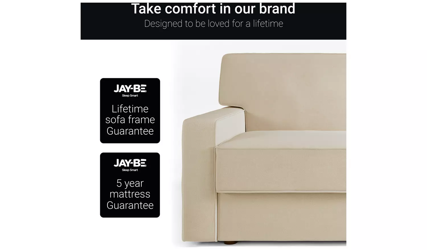 Jay-Be Linea Velvet Cuddle Chair Sofa Bed - Beige