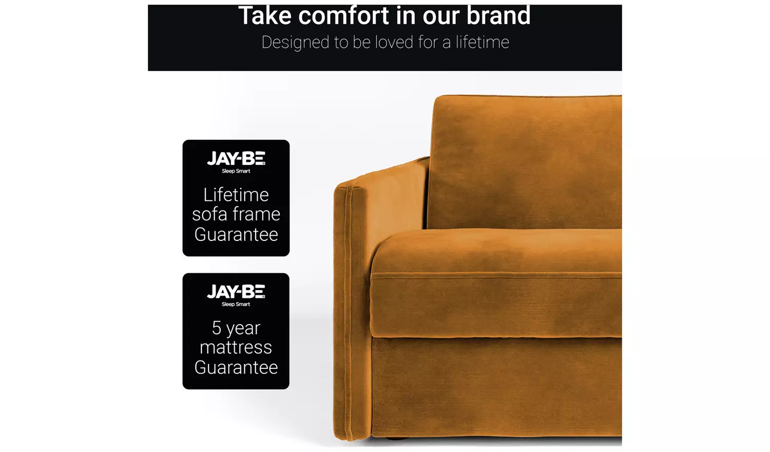 Jay-Be Slim Velvet 3 Seater Sofa Bed - Beige