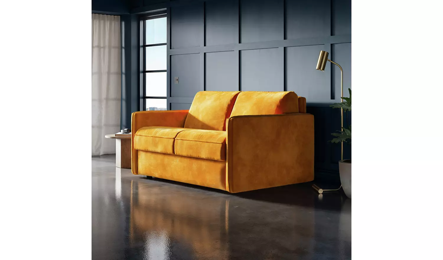 Jay-Be Slim Velvet 2 Seater Sofa Bed - Gold