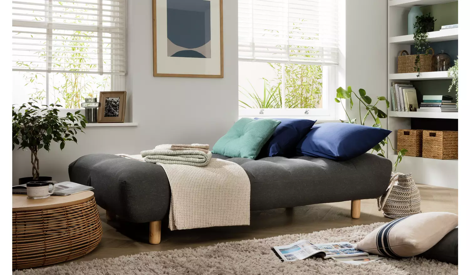 Habitat Kota 3 Seater Fabric Clic Clac Sofa Bed - Charcoal