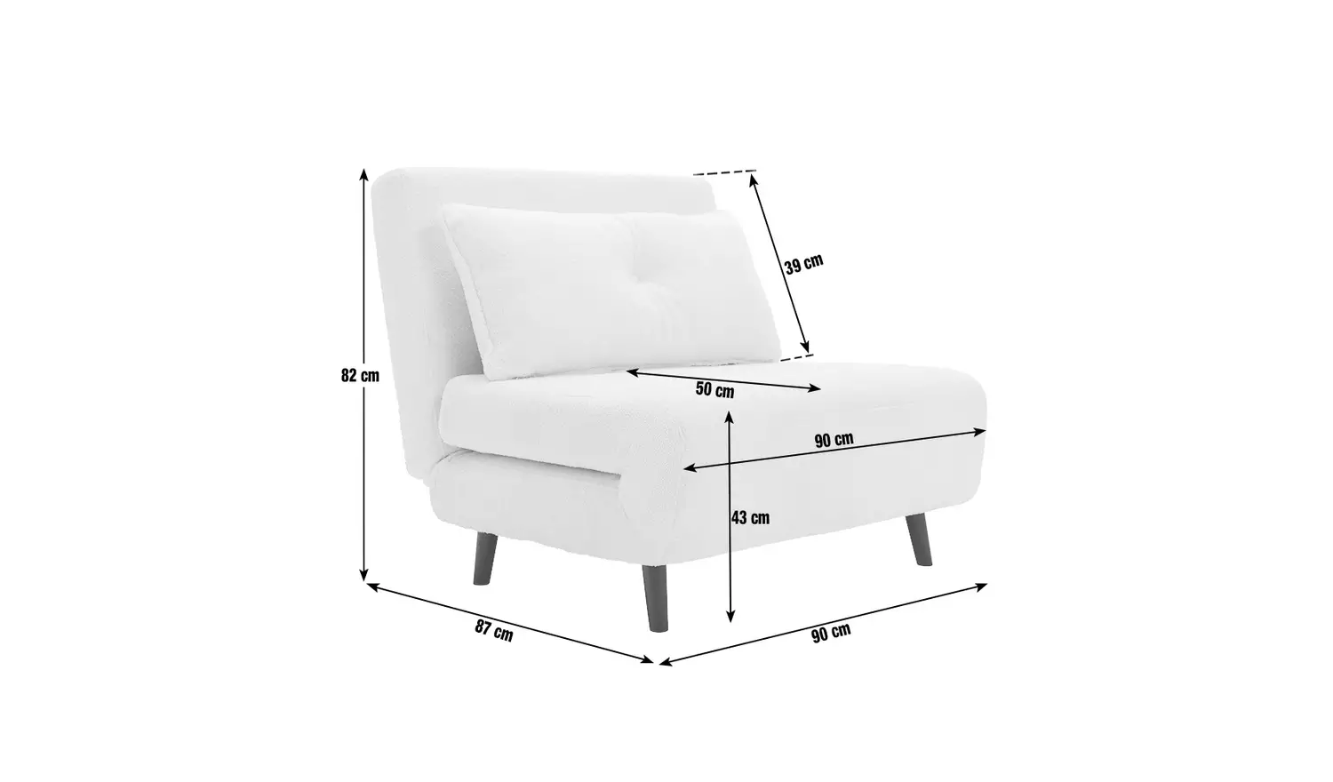 Habitat Roma Single boucle Chairbed - Cream