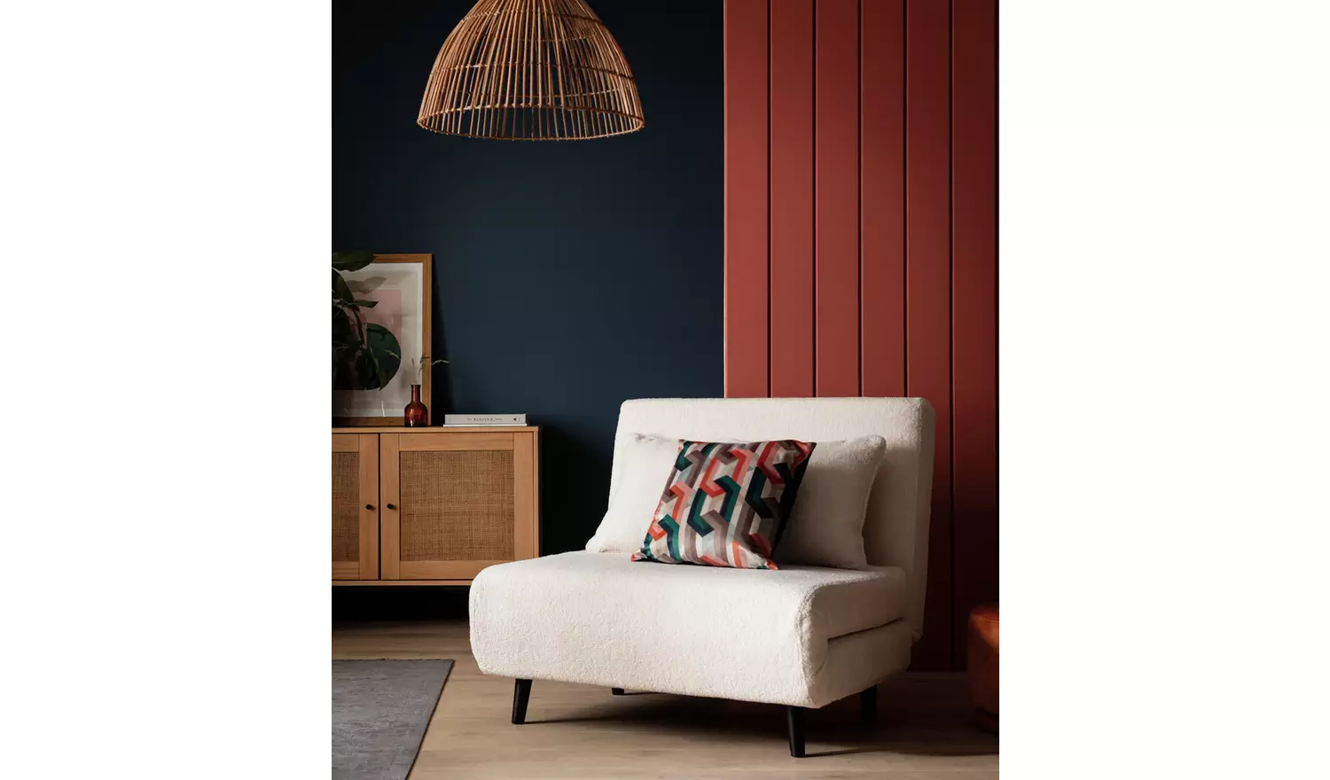 Habitat Roma Single boucle Chairbed - Cream