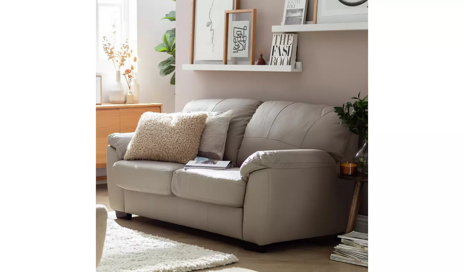 Argos Home Milano Leather 2 Seater Sofa Bed - Light Grey