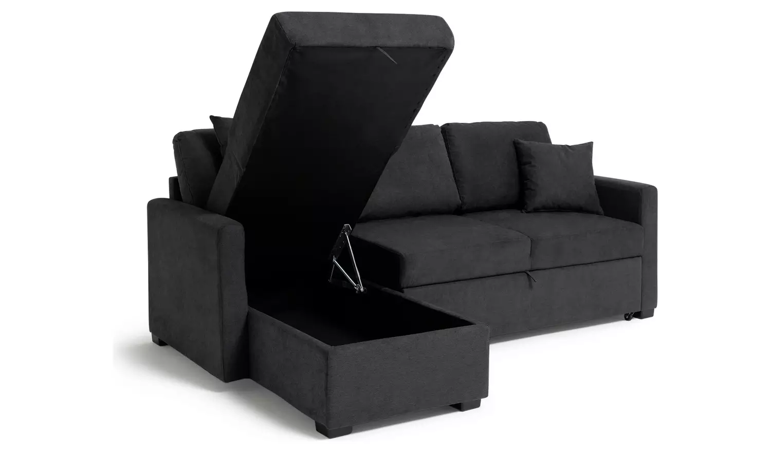 Habitat Reagan LH Storage Corner Chaise Sofa Bed - Charcoal