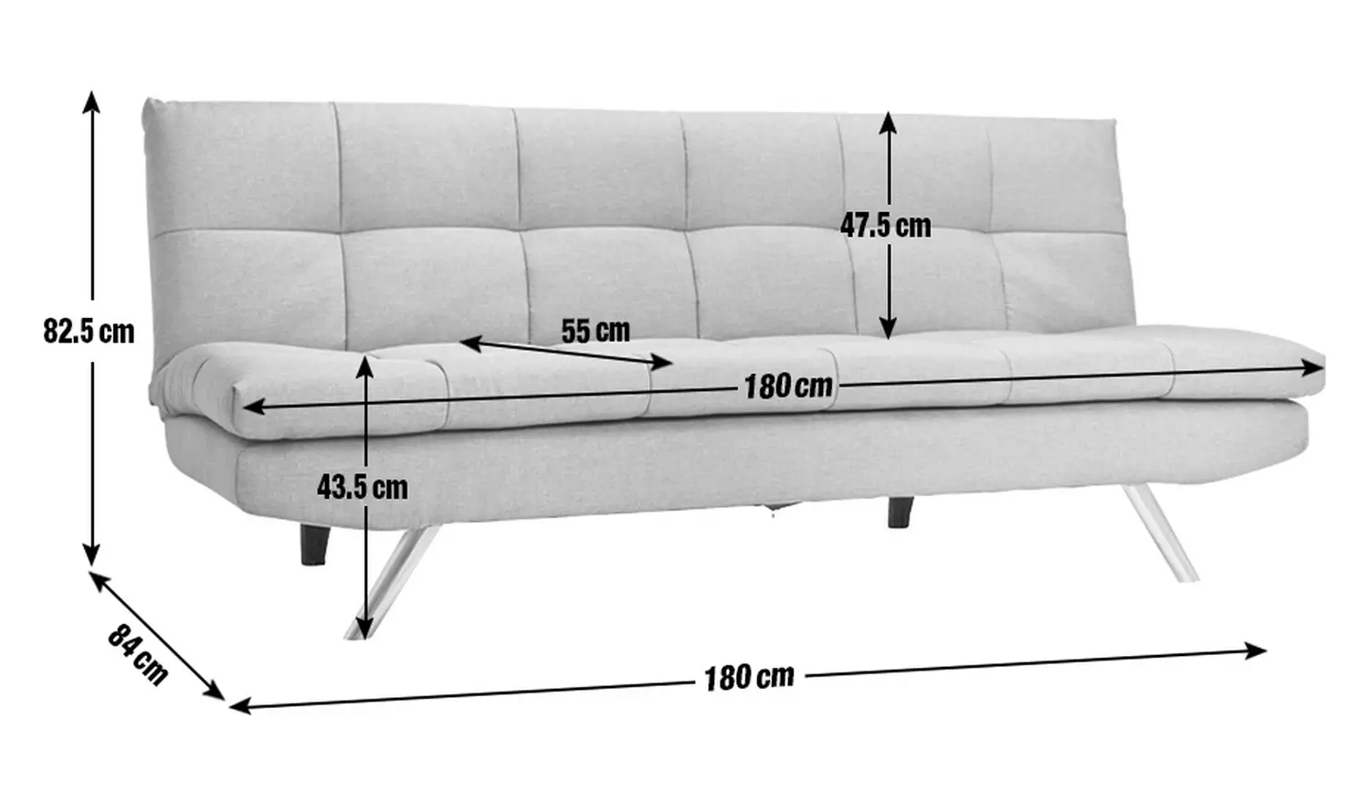 Habitat Nolan Fabric 3 Seater Clic Clac Sofa Bed-Denim Blue