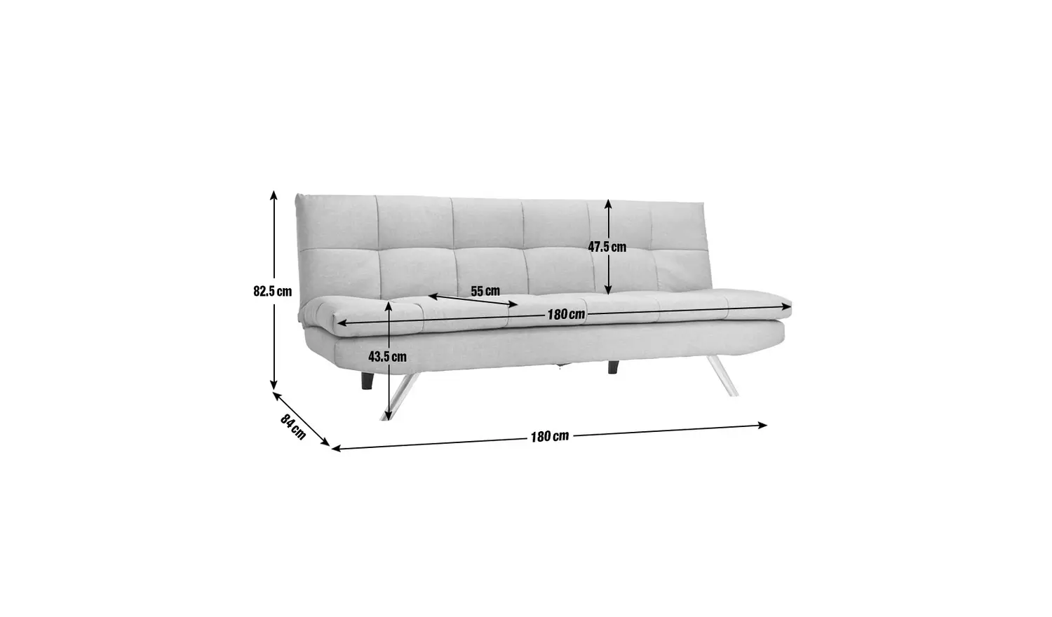 Habitat Nolan Fabric 3 Seater Clic Clac Sofa Bed-Light Grey