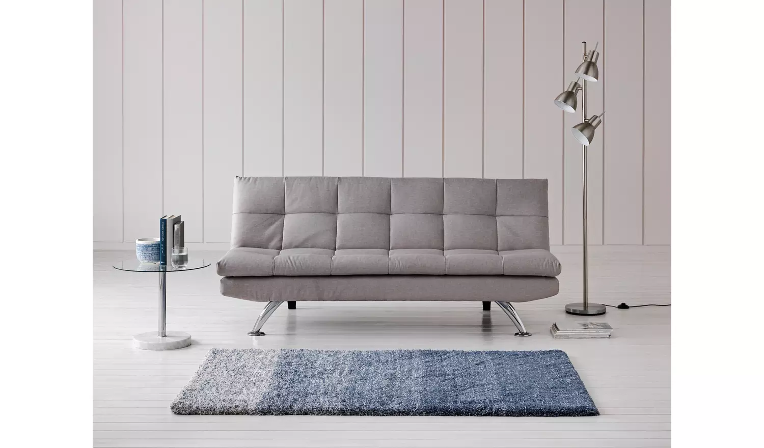 Habitat Nolan Fabric 3 Seater Clic Clac Sofa Bed-Light Grey
