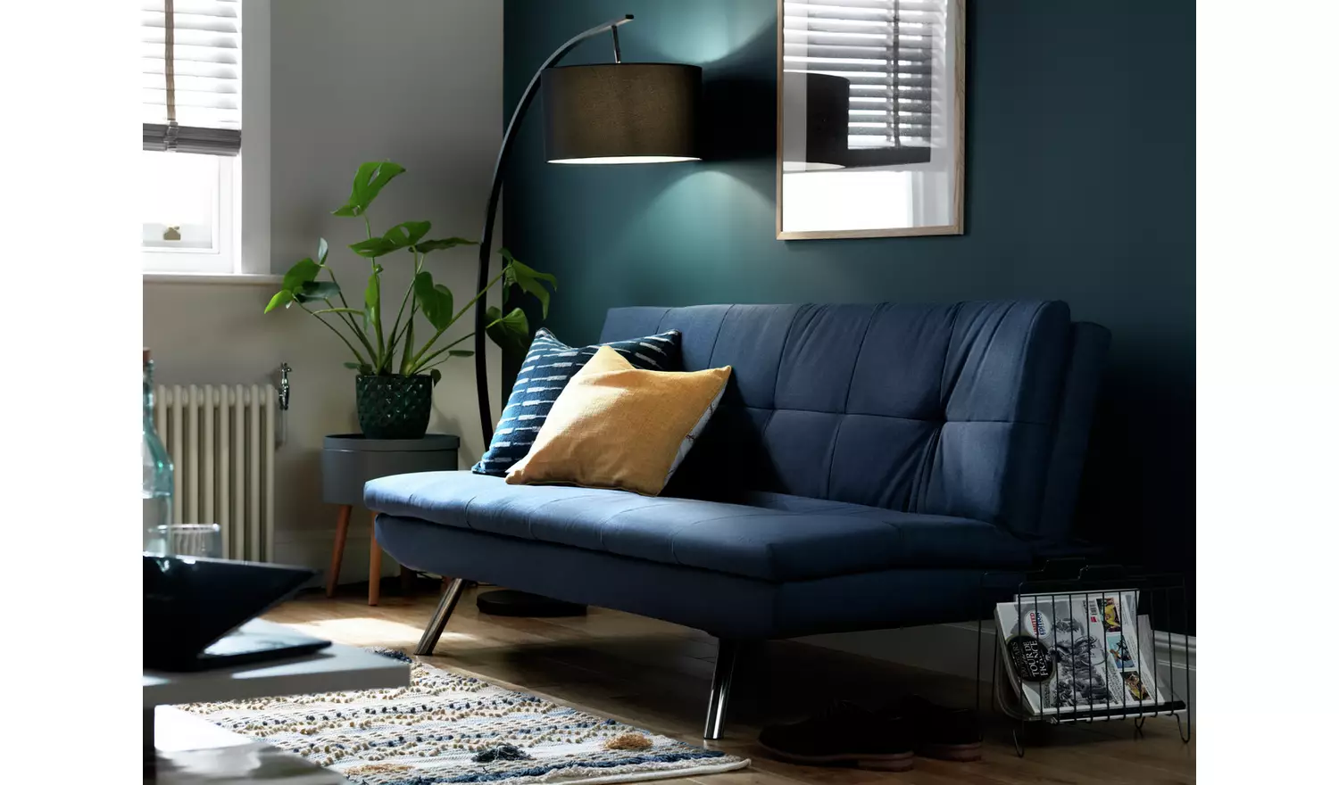 Habitat Nolan Fabric 3 Seater Clic Clac Sofa Bed-Light Grey