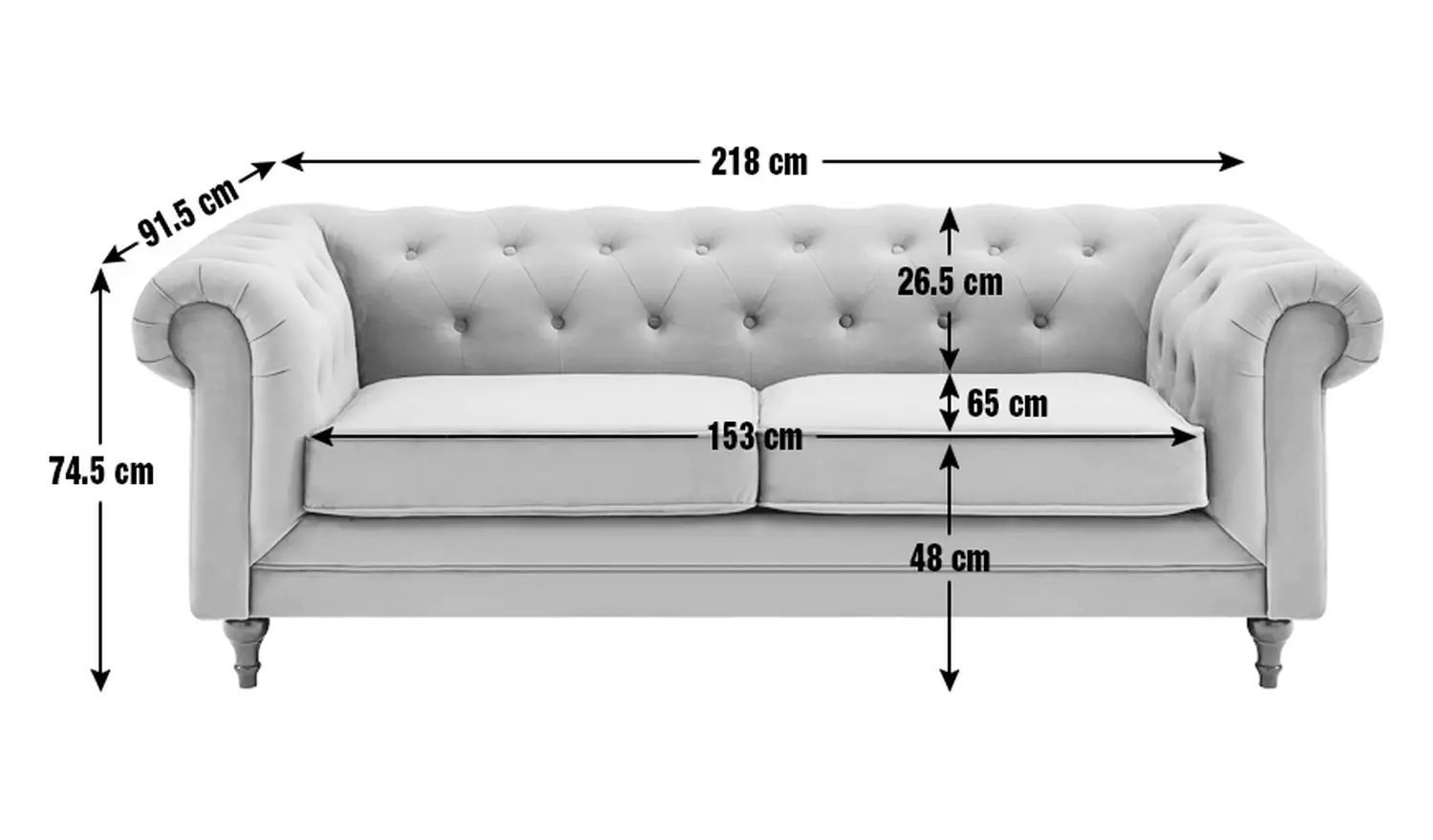 Habitat Chesterfield 2 Seater Velvet Sofa Bed - Charcoal