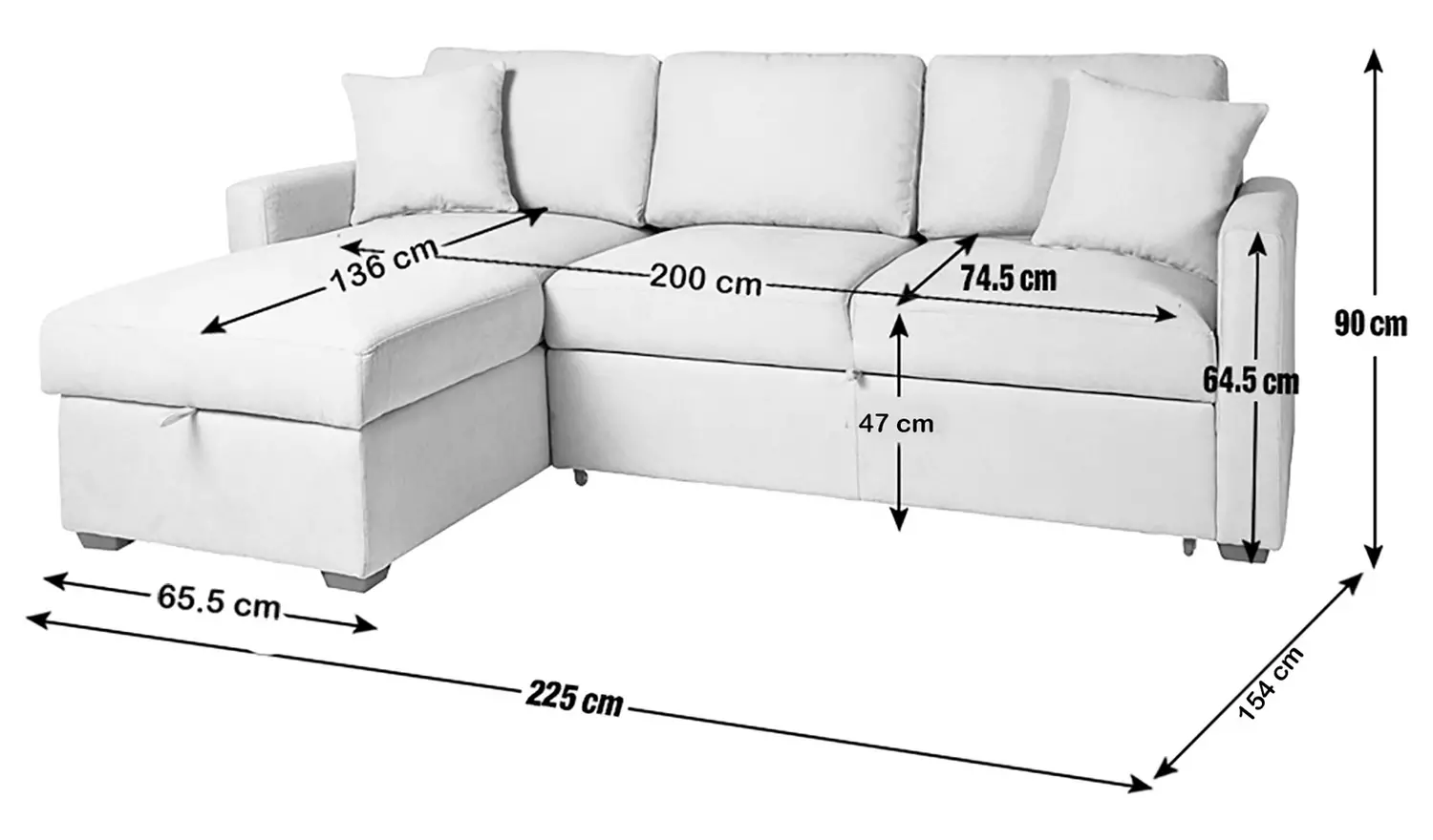 Habitat Reagan Left Hand Storage Chaise Sofa Bed - Grey