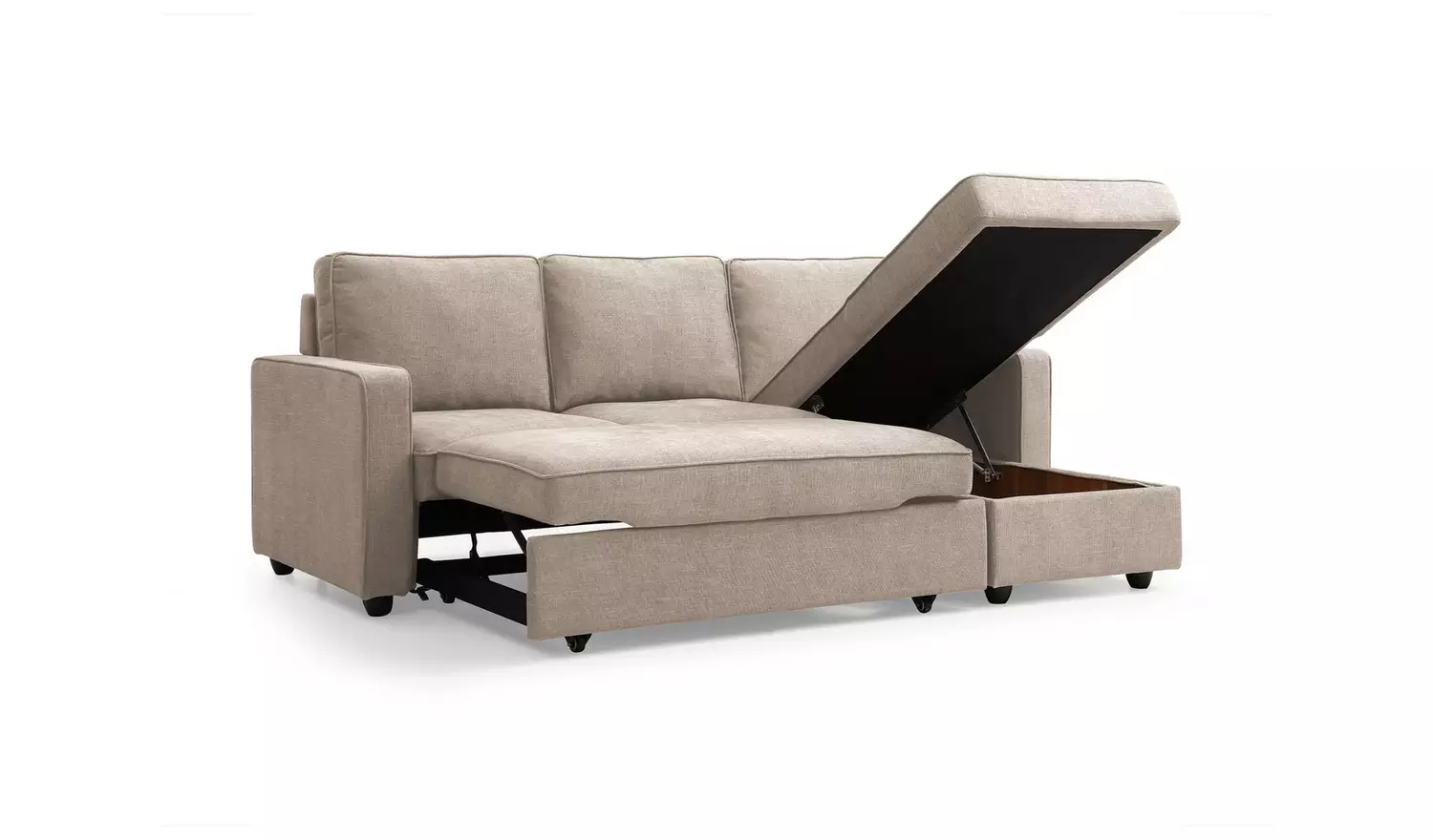 Kyoto Noah Fabric Reversible Corner Sofa Bed - Natural