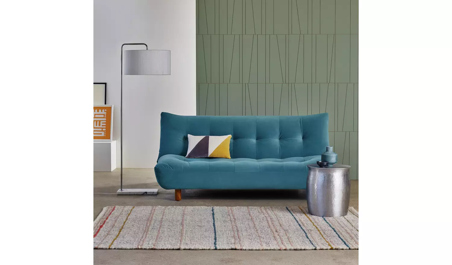 Habitat Kota 3 Seater Velvet Clic Clac Sofa Bed - Green