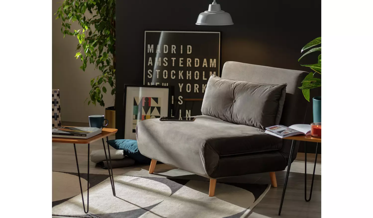 Habitat Roma Small Double Velvet Chairbed - Teal