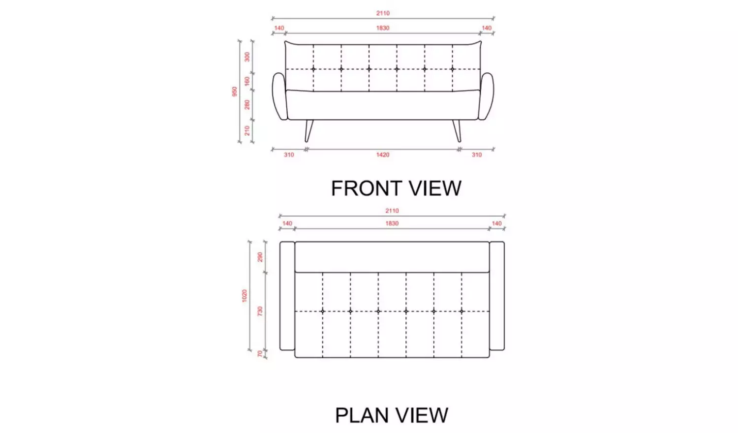Kyoto Roman Fabric Sofa Bed - Navy