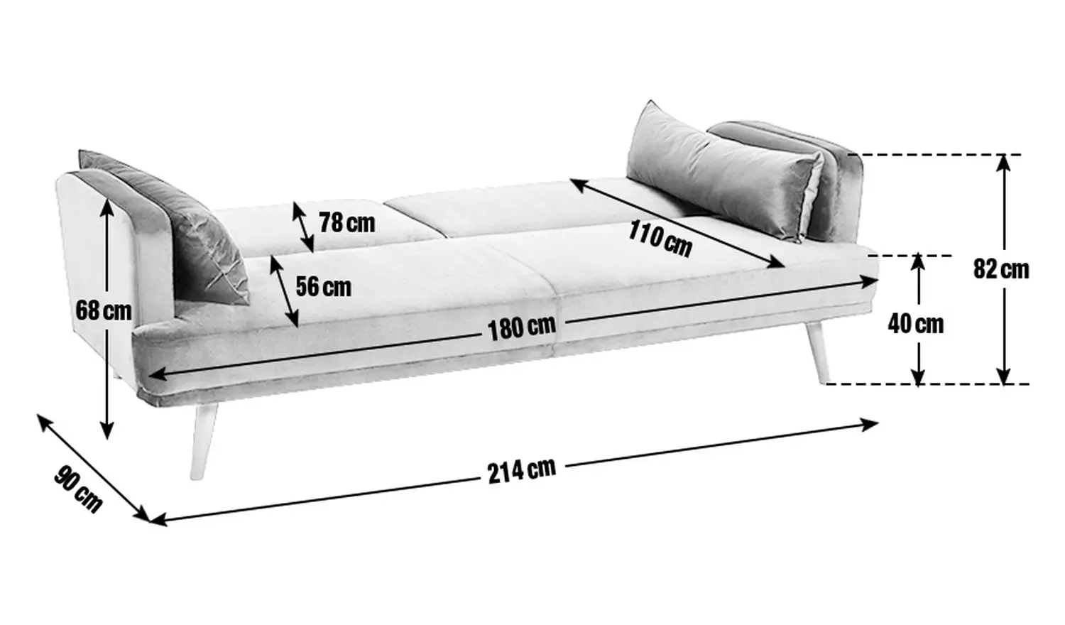 Habitat Andy Velvet 3 Seater Clic Clac Sofa Bed - Blue