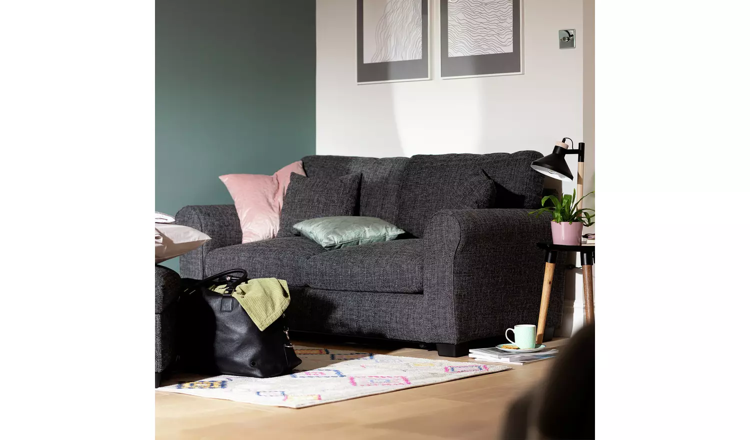 Argos Home Lisbon Fabric 2 Seater Sofa Bed - Charcoal