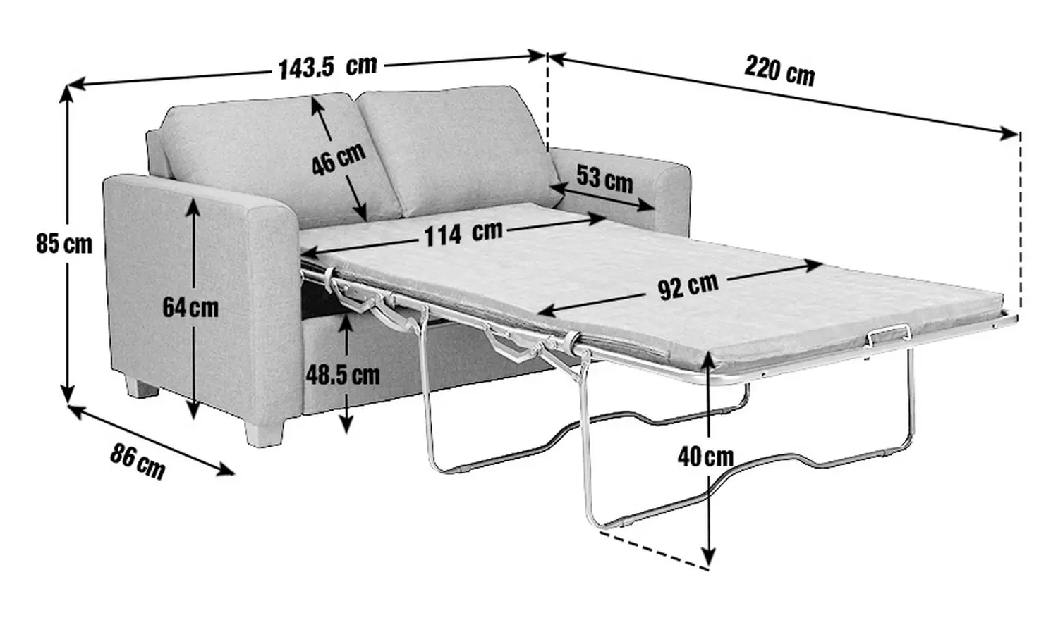 Habitat Apartment Fabric 2 Seater Sofa Bed - Charcoal