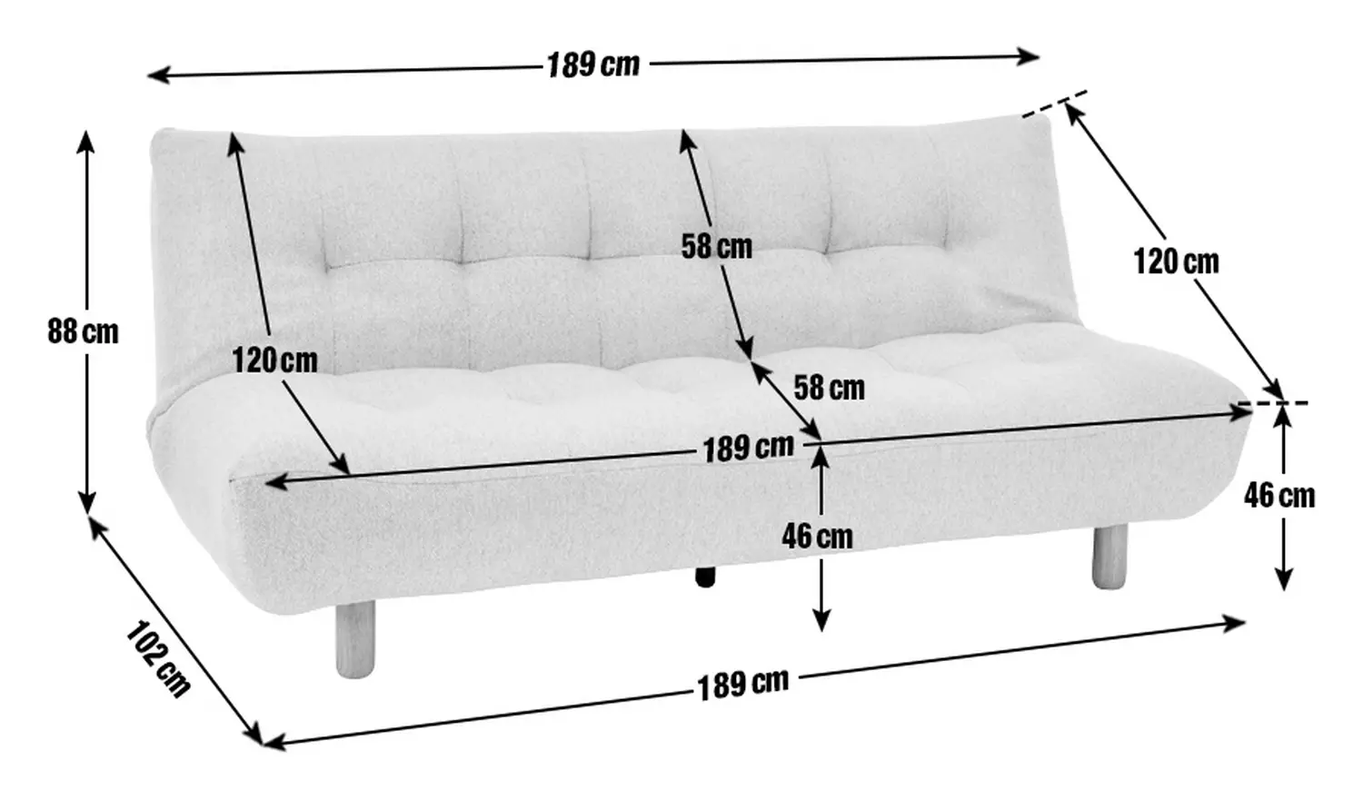 Habitat Kota 3 Seater Boucle Clic Clac Sofa Bed - Cream