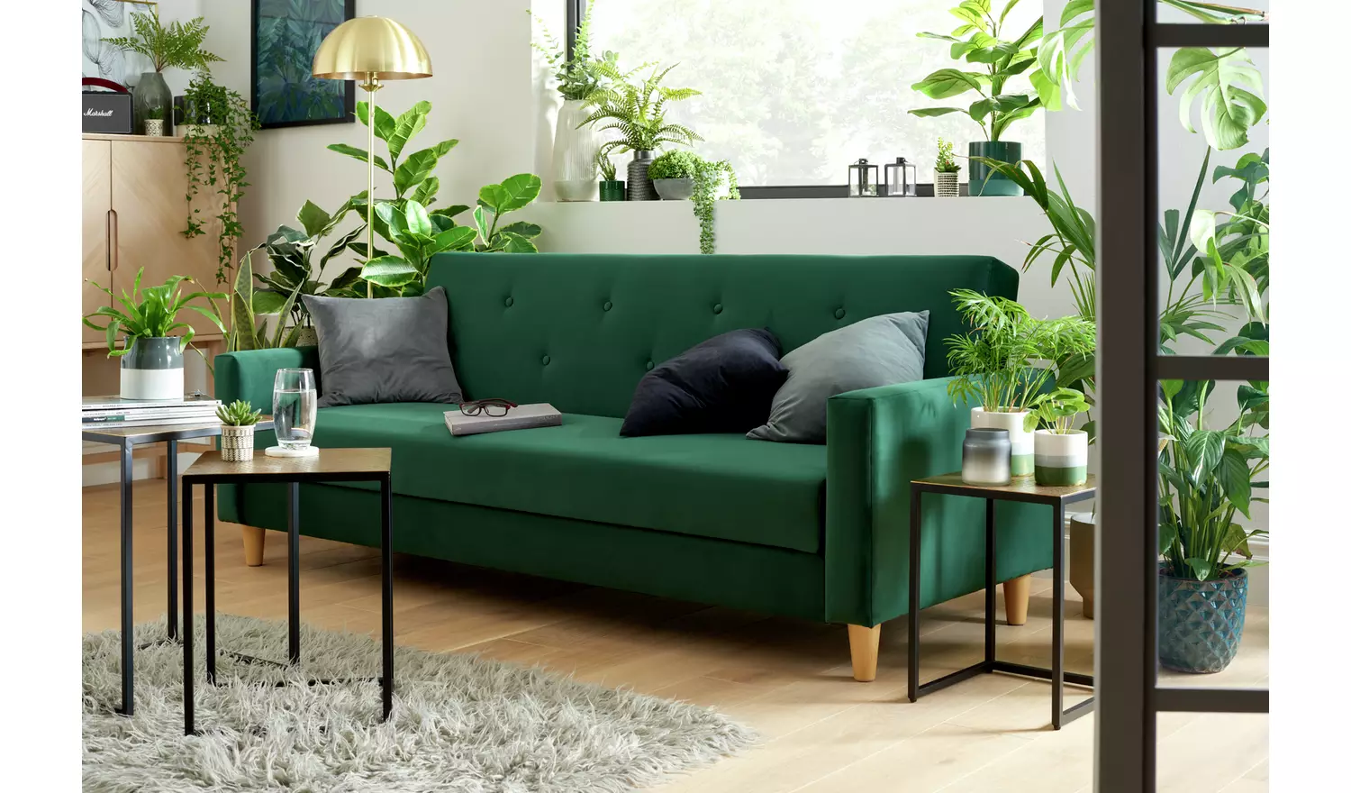 Habitat Brooks Fabric 3 Seater Clic Clac Sofa Bed - Green