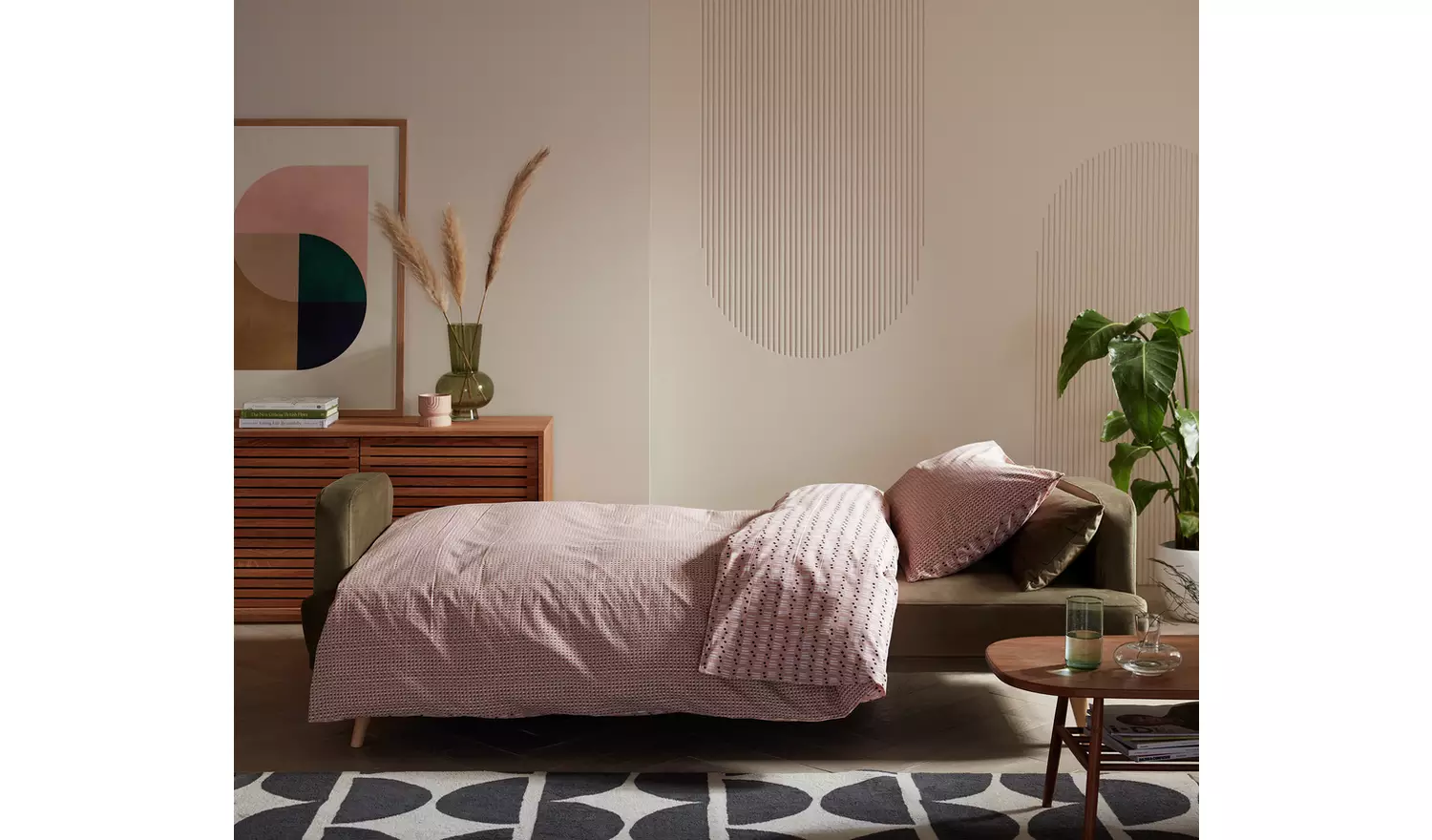 Habitat Andy Velvet 3 Seater Clic Clac Sofa Bed - Sage