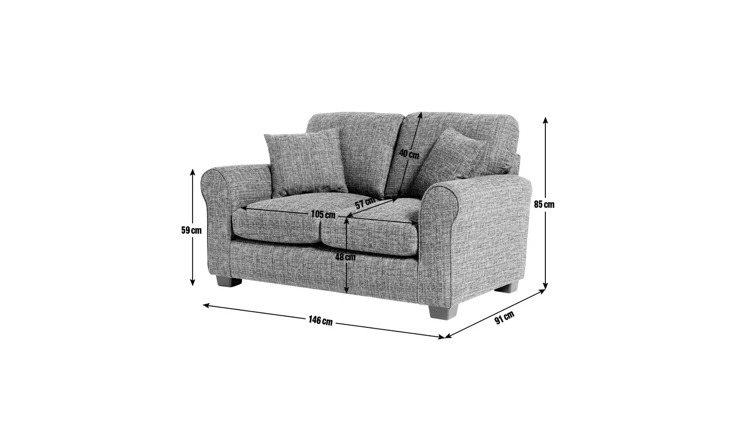 Argos Home Lisbon Fabric 2 Seater & 3 Seater Sofa - Stone