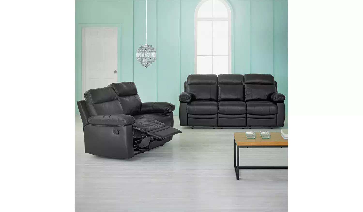 Argos Home Paolo Chair & 2 Seater Manual Recline Sofa -Black